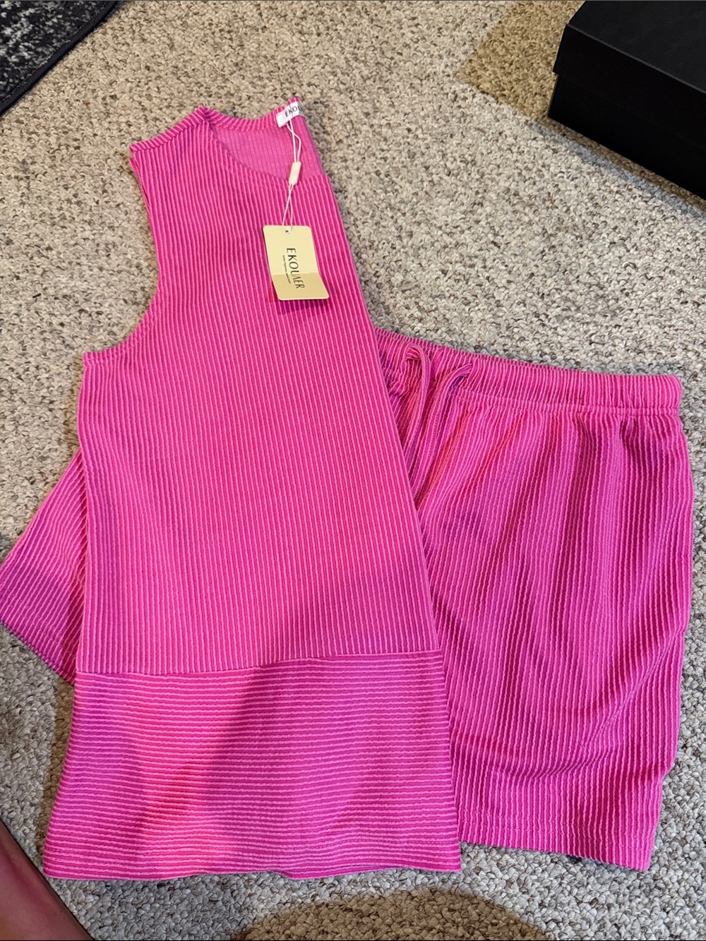 Ribbed Sleeveless Top in Hot Pink